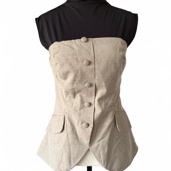 Olivaceous Women's Tan strapless button detail corset top, size medium - Picture 1 of 8